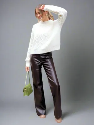 Alyssa PU Flare Trouser / Espresso