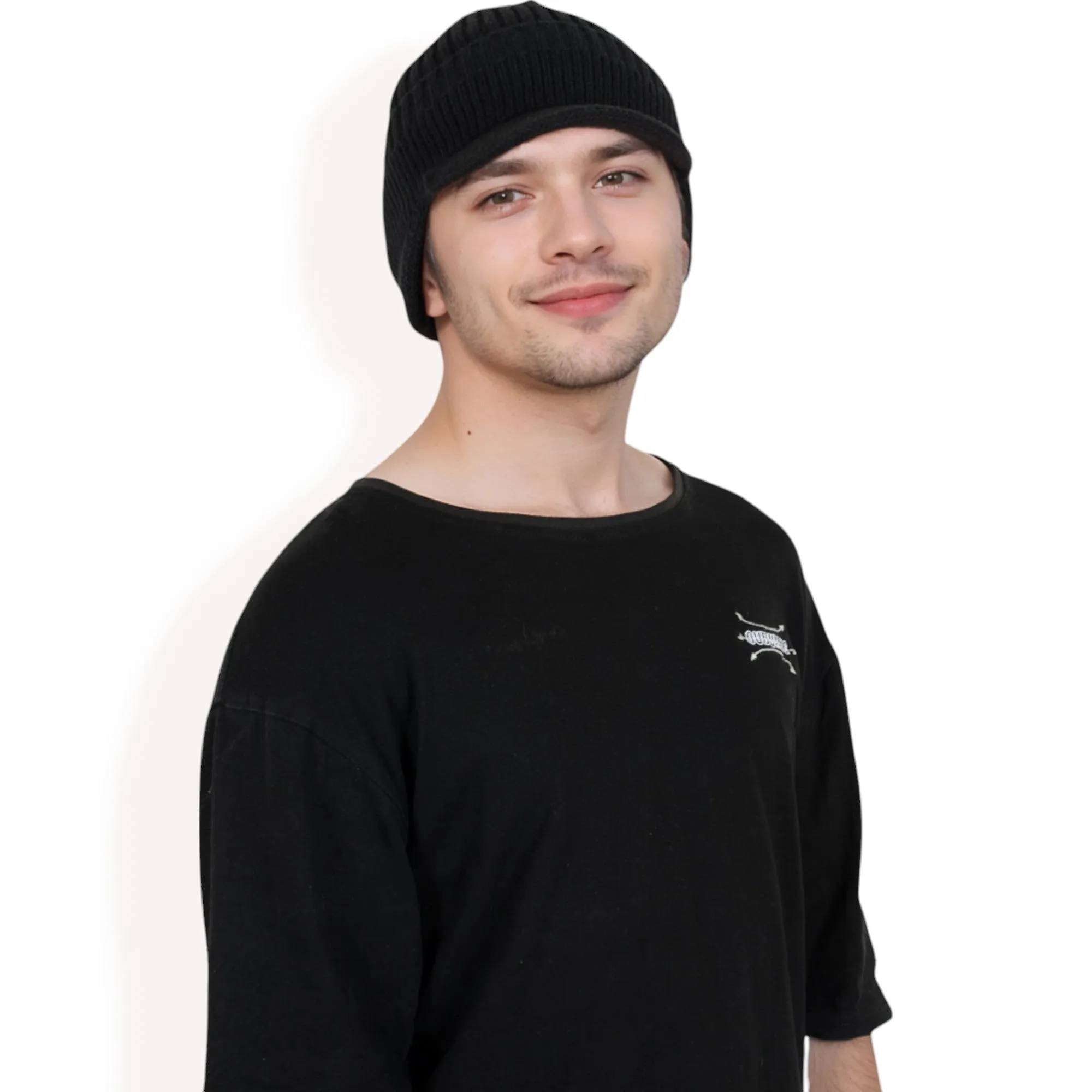 Anna-Kaci Men's Ribbed Knit Baseball Cap with Ear Flap Coverage for Winter Warmth and Style