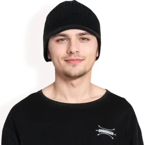 Anna-Kaci Men's Ribbed Knit Baseball Cap with Ear Flap Coverage for Winter Warmth and Style