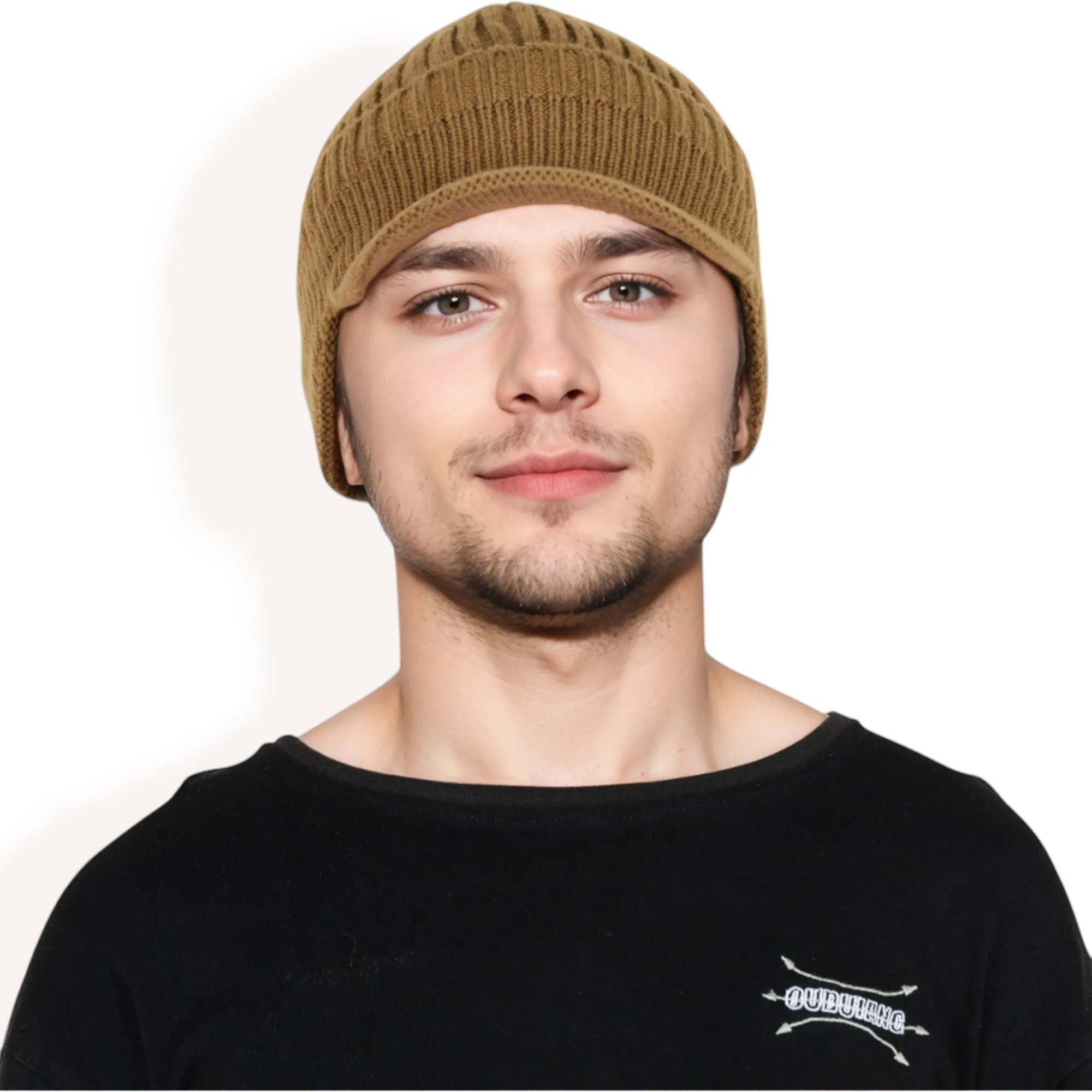 Anna-Kaci Men's Ribbed Knit Baseball Cap with Ear Flap Coverage for Winter Warmth and Style