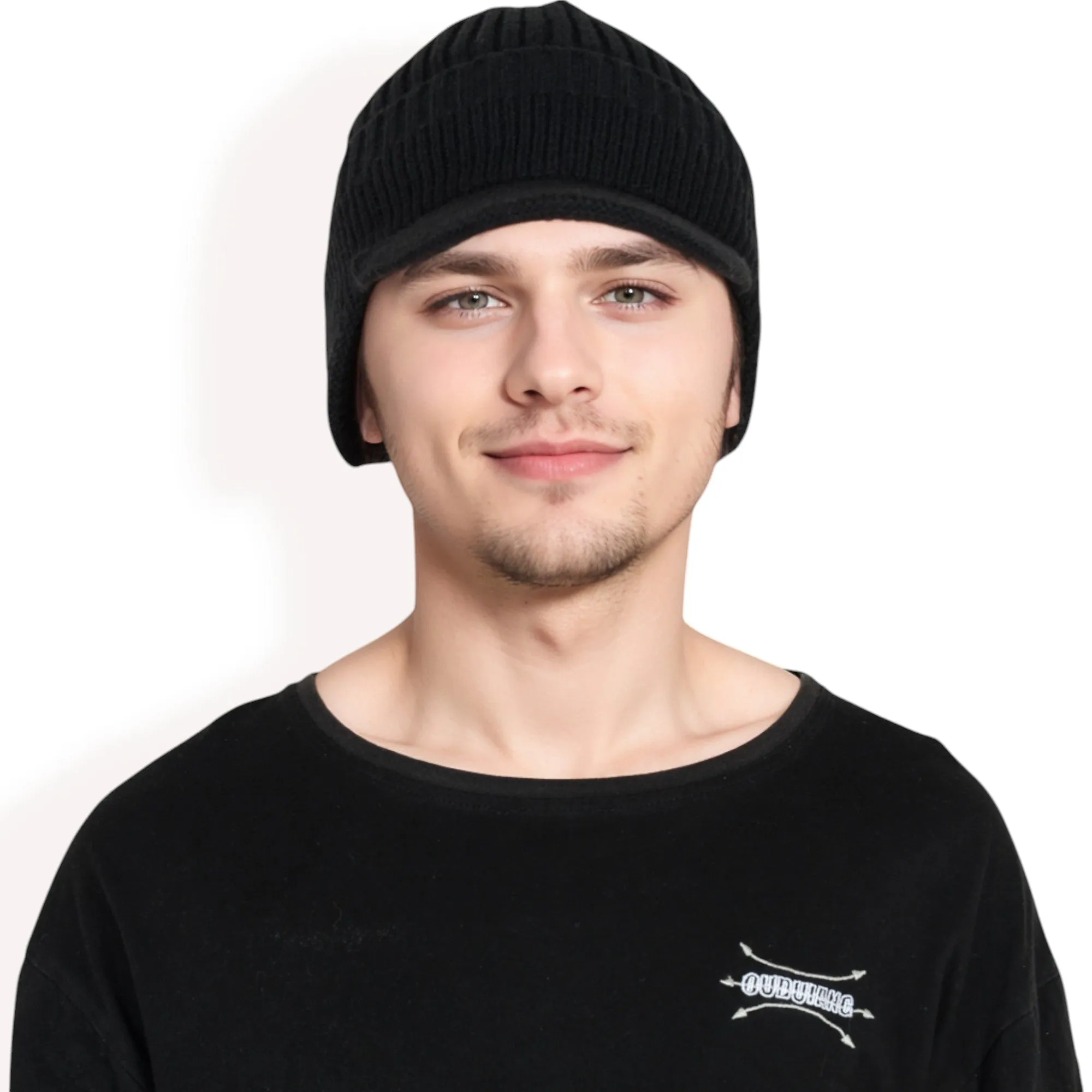 Anna-Kaci Men's Ribbed Knit Baseball Cap with Ear Flap Coverage for Winter Warmth and Style