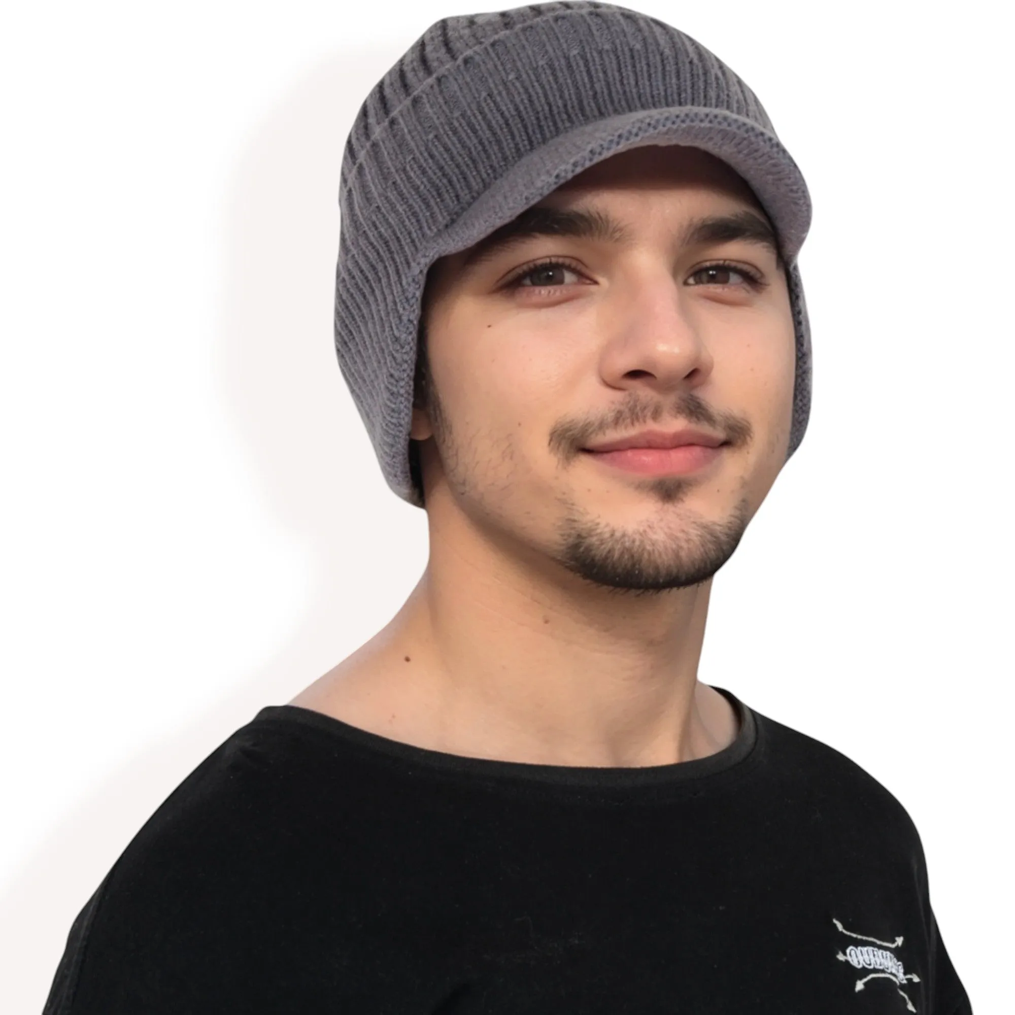 Anna-Kaci Men's Ribbed Knit Baseball Cap with Ear Flap Coverage for Winter Warmth and Style