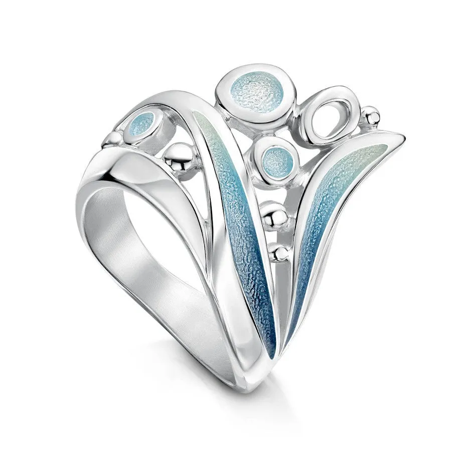 Arctic Stream Sterling Silver And Enamel Ring - ERX268-ARCBL