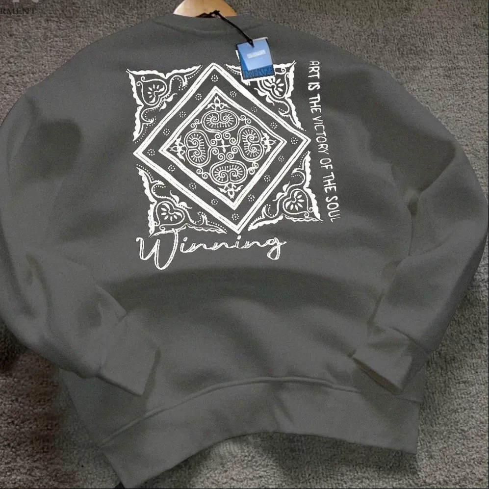 Article Name Wining Front Back  Embossed Printed  Sweat Shirt