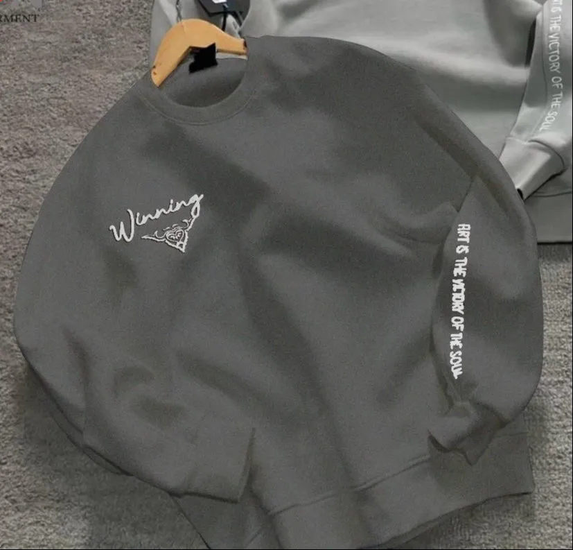 Article Name Wining Front Back  Embossed Printed  Sweat Shirt