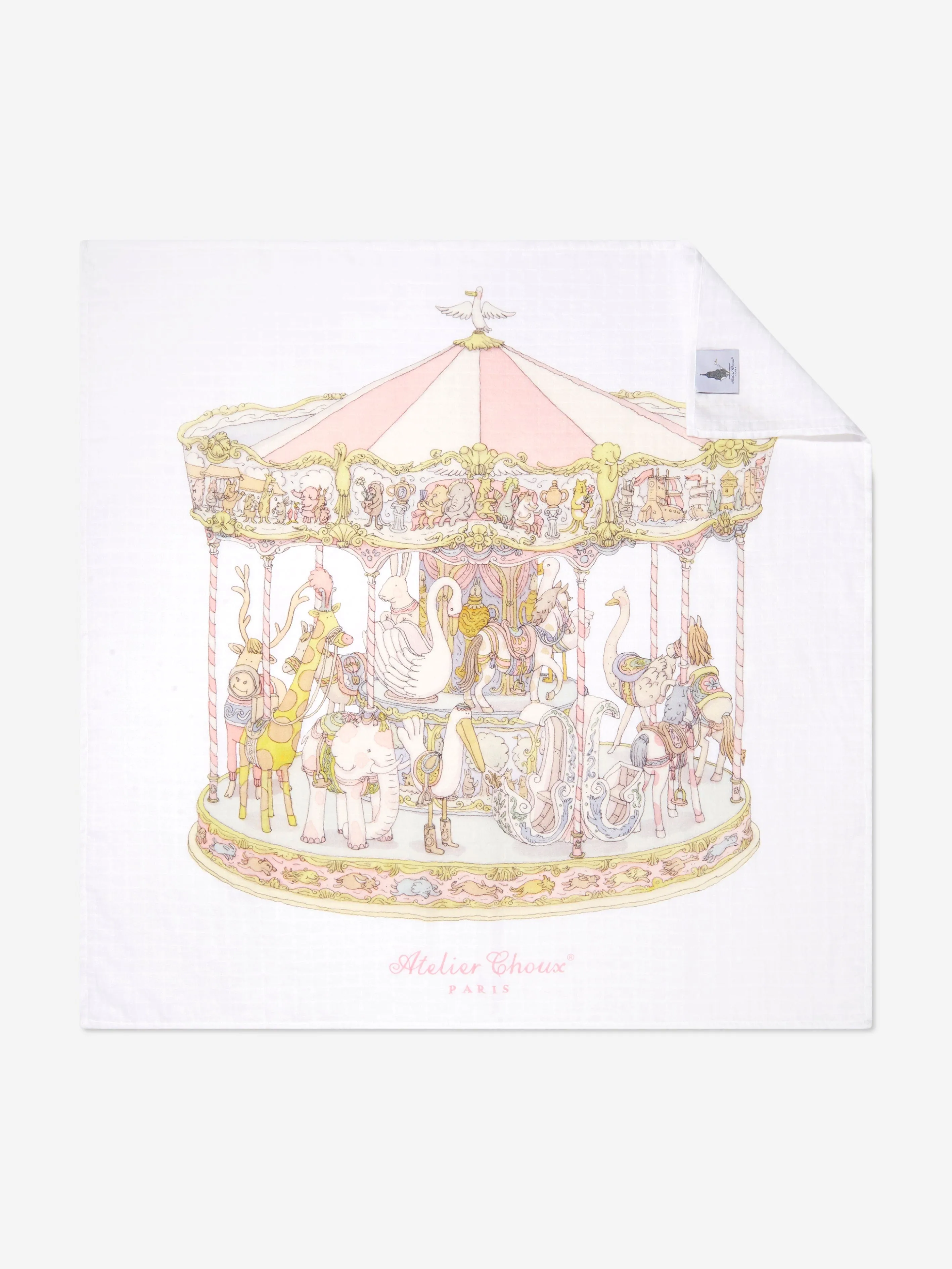 Atelier Choux Baby Girls 3 Piece Carousel Swaddle Gift Set in Multicolour