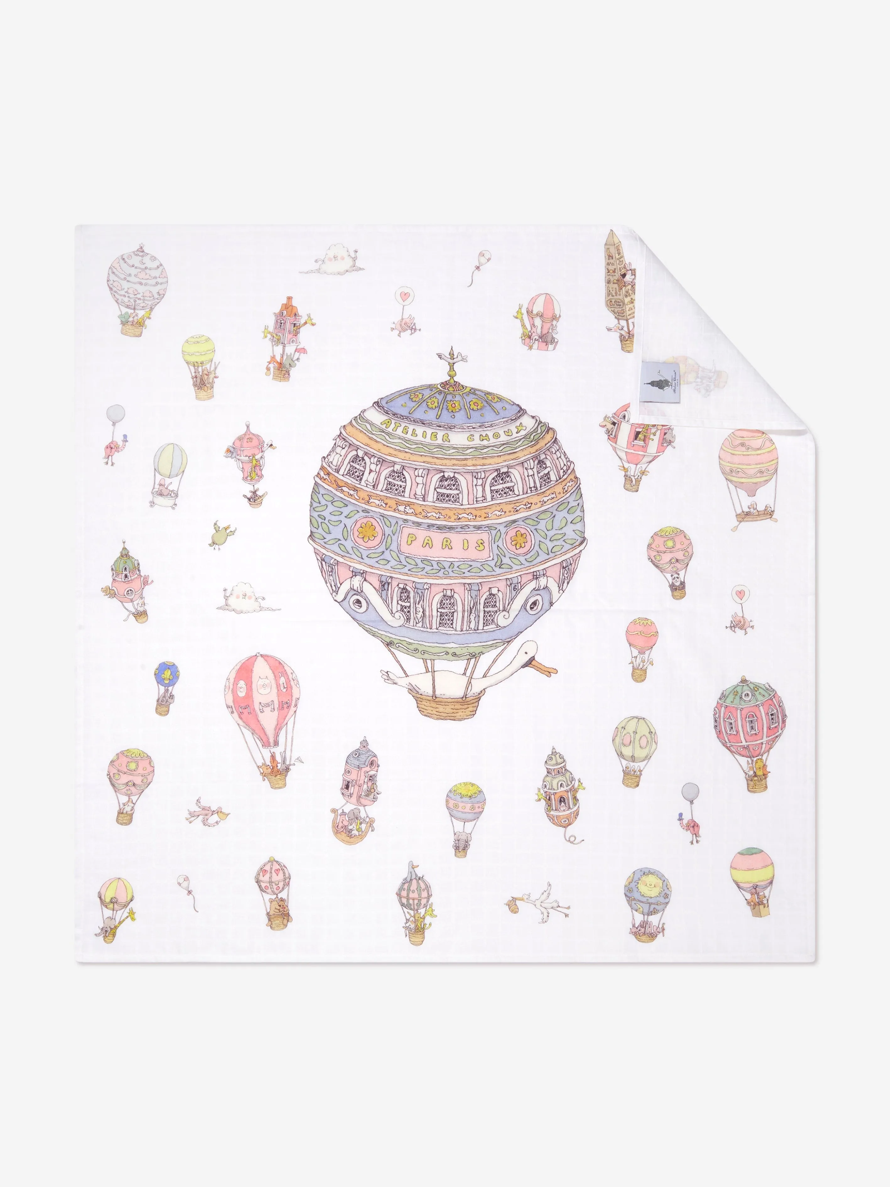Atelier Choux Baby Girls 3 Piece Carousel Swaddle Gift Set in Multicolour