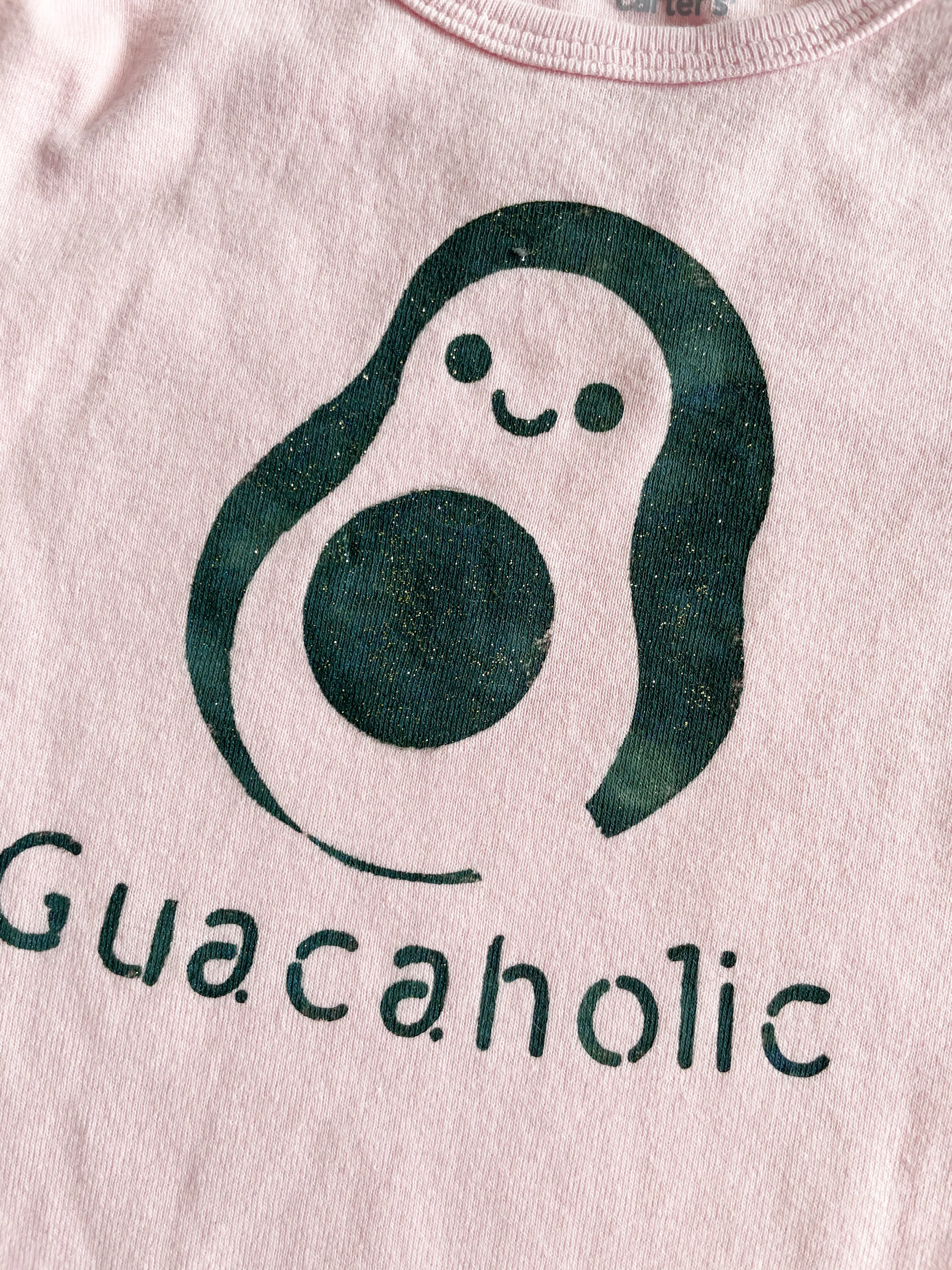 Baby Pink Avocado Guacaholic Upcycled Bodysuit by Eco Pretty - 24 Months