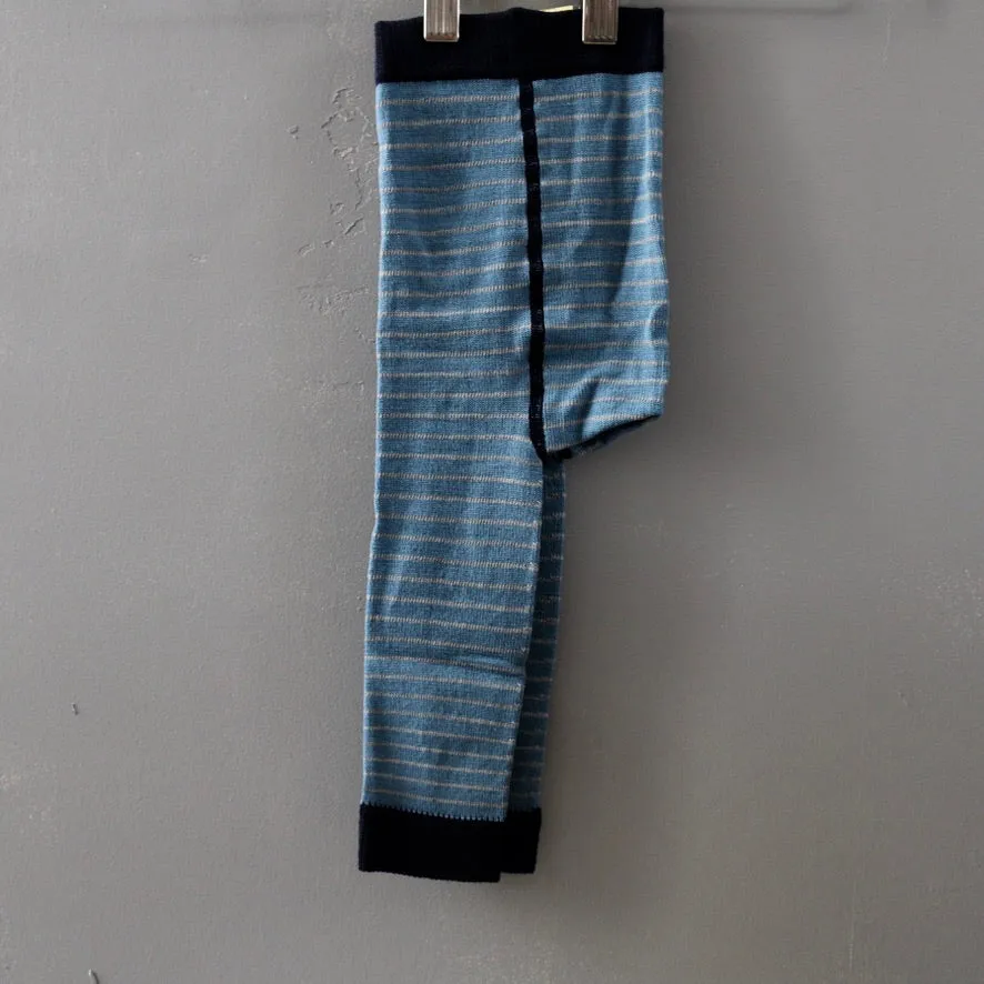 Baby Wool/Cotton Footless Tights - Glacier/Slate - 0-18m