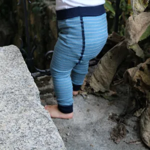 Baby Wool/Cotton Footless Tights - Glacier/Slate - 0-18m