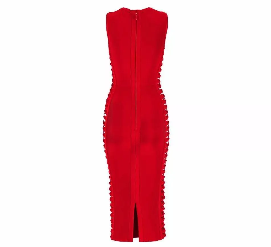 Bandage O Neck Sleeveless Women's Dress