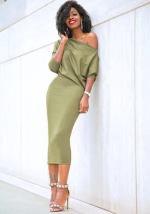 Batwing Off Shoulder Party Dress