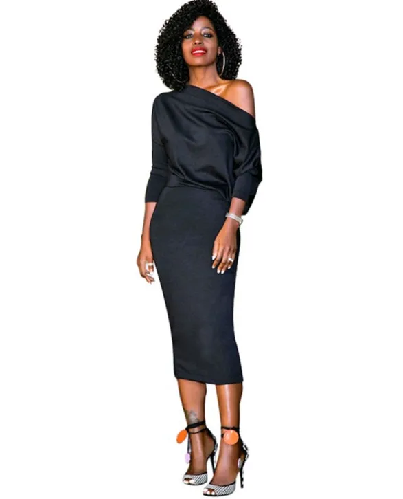 Batwing Off Shoulder Party Dress