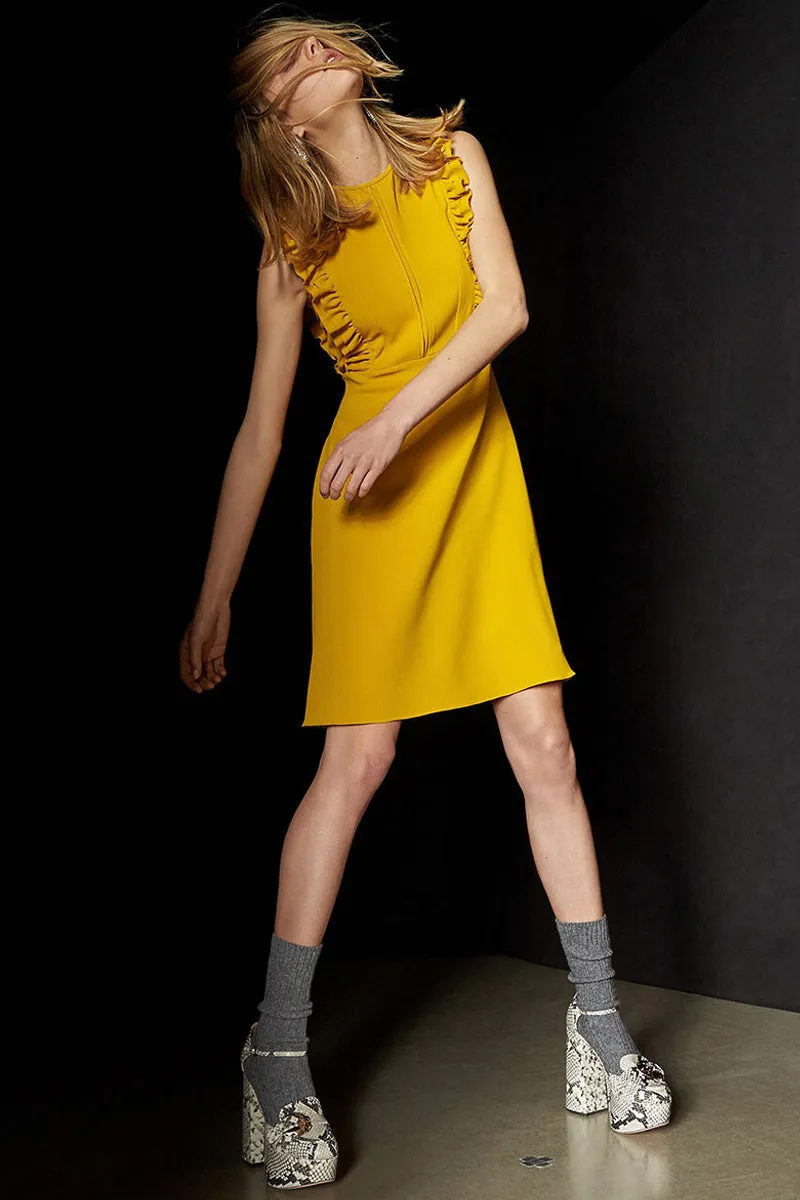 BBL DESIGN RUFFLE SHOULDER MINI PENCIL DRESS