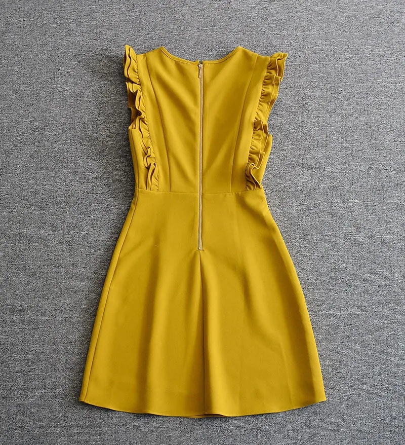 BBL DESIGN RUFFLE SHOULDER MINI PENCIL DRESS