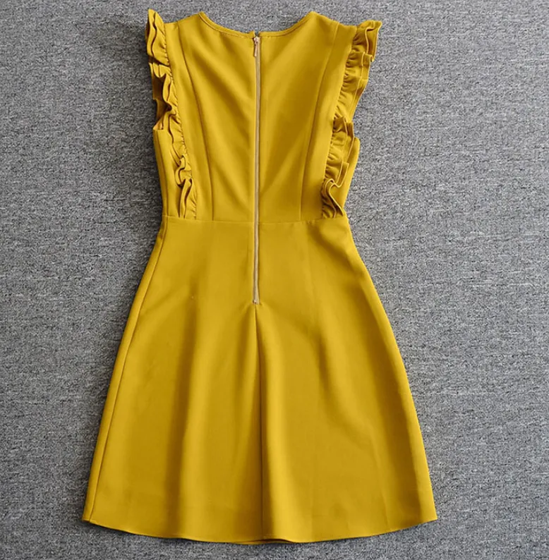 BBL DESIGN RUFFLE SHOULDER MINI PENCIL DRESS