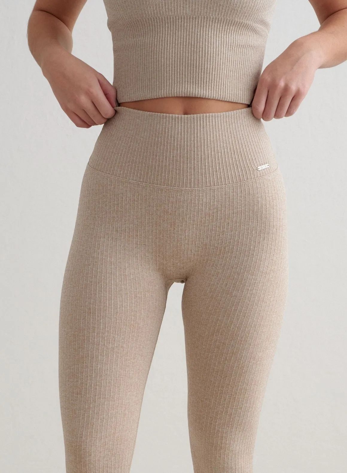 Beige Ribbed Seamless Petite Tights