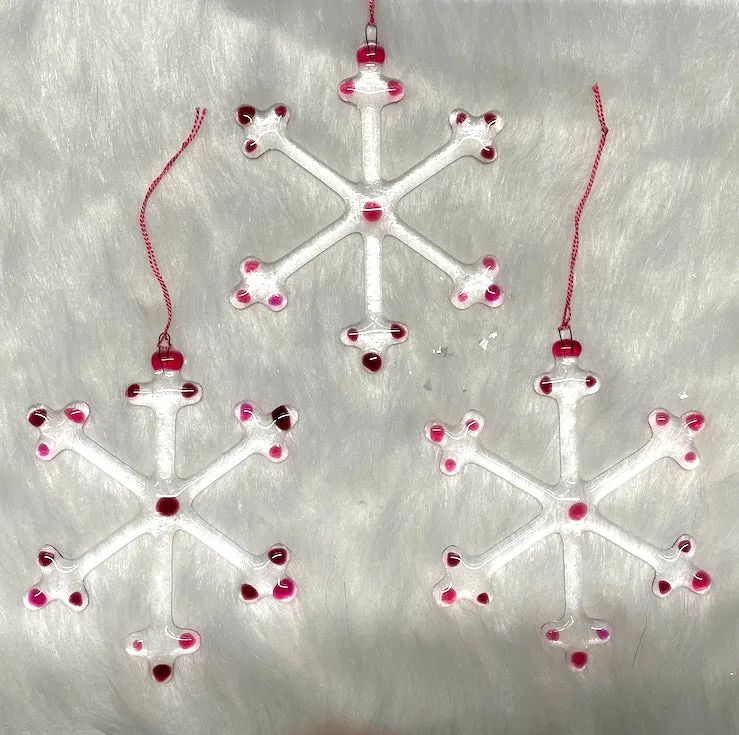 Berry Pink Glass Snowflakes
