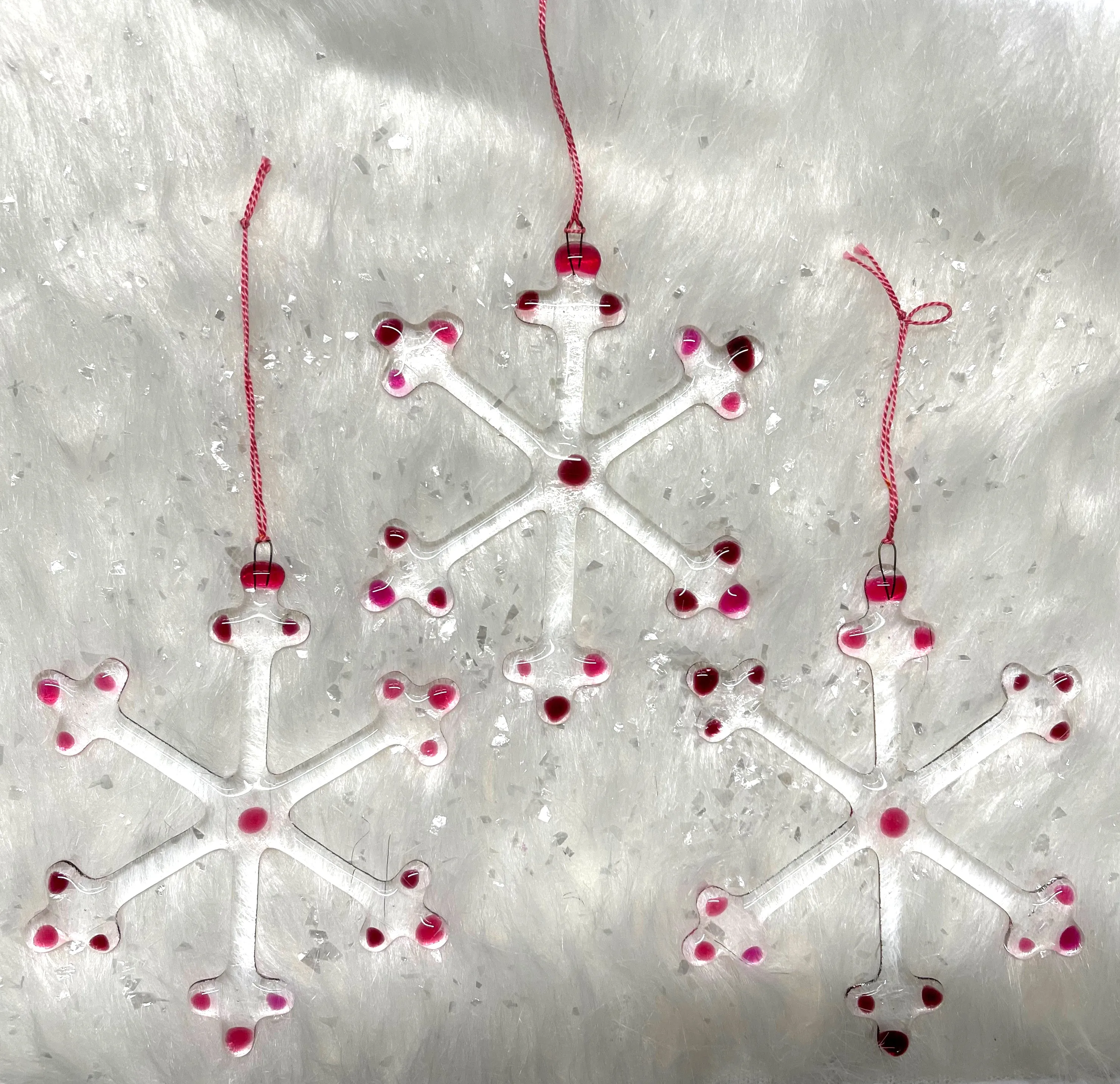 Berry Pink Glass Snowflakes