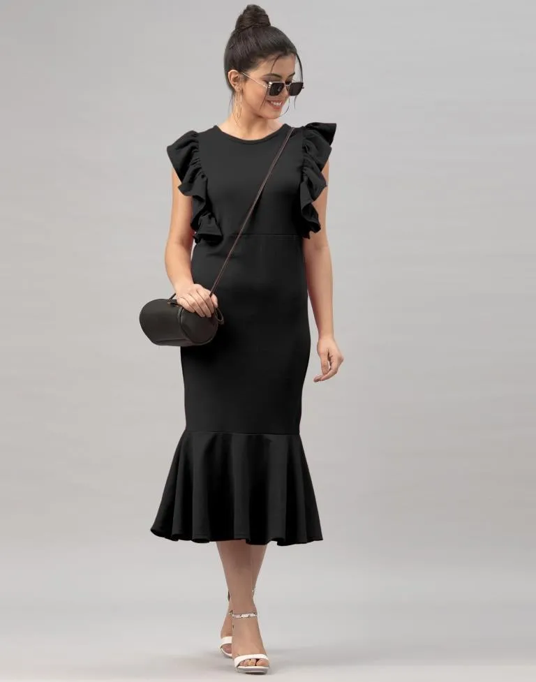 Black Ruffel Bodycon Dress