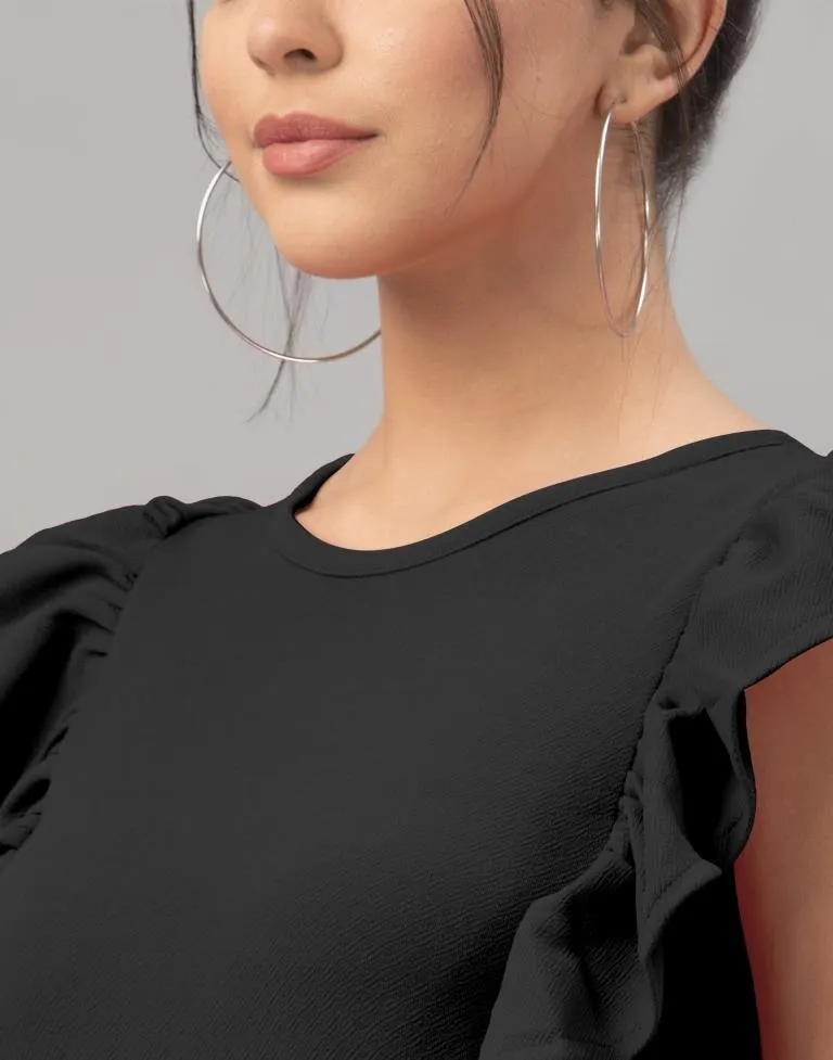 Black Ruffel Bodycon Dress