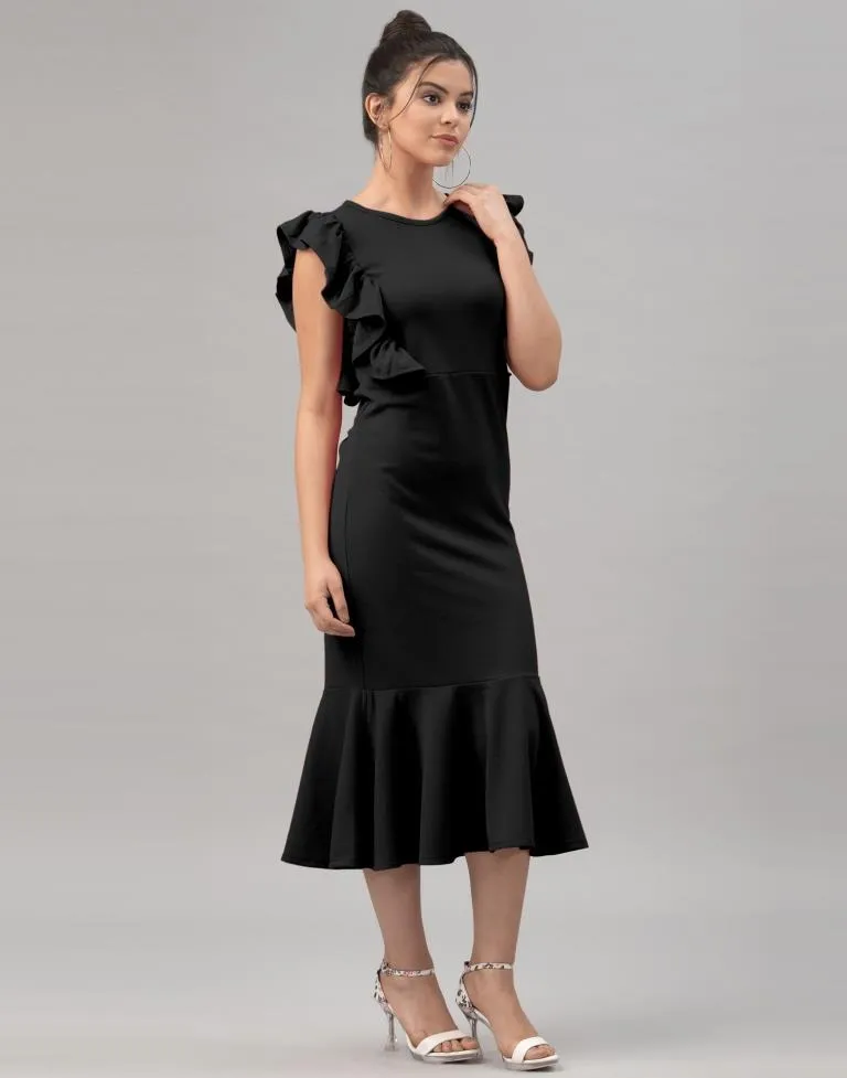 Black Ruffel Bodycon Dress