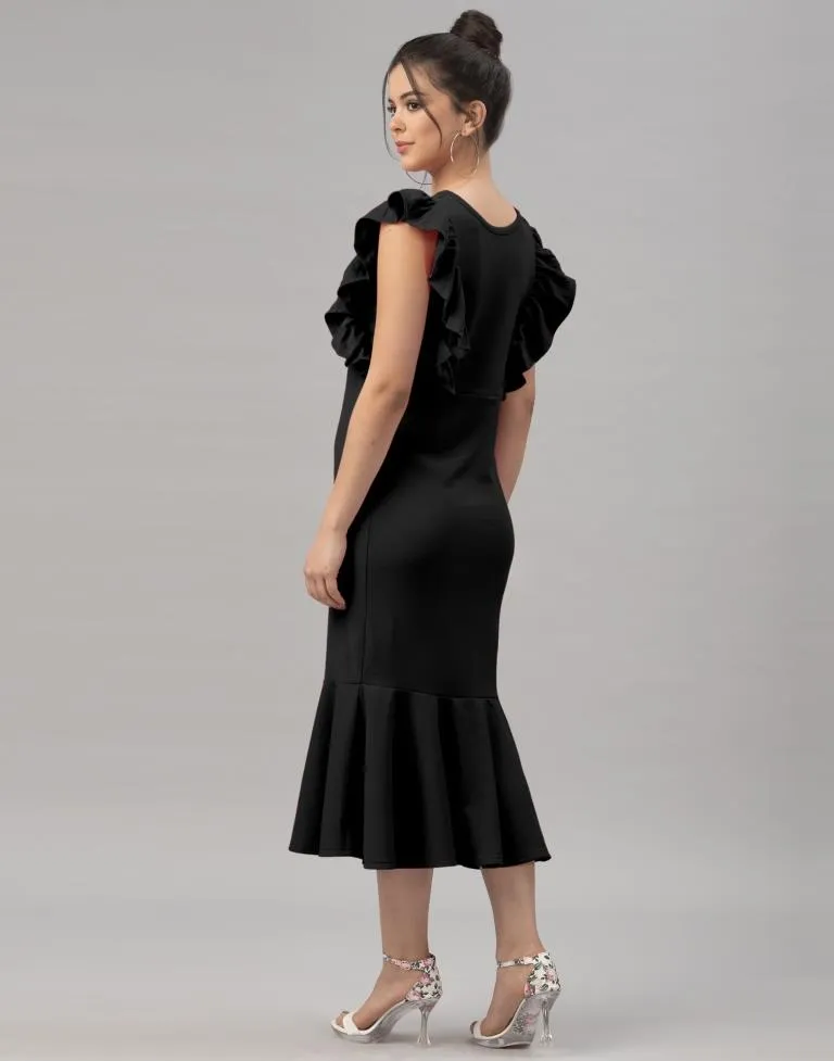 Black Ruffel Bodycon Dress