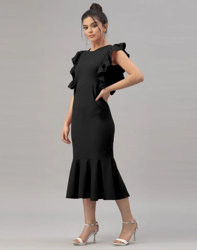 Black Ruffel Bodycon Dress