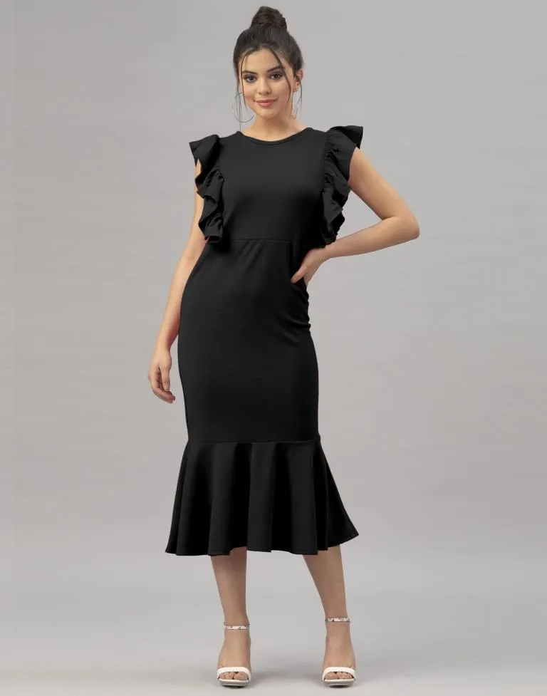 Black Ruffel Bodycon Dress