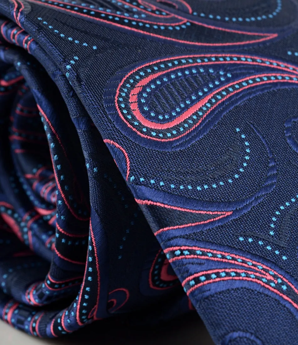 Blue & Pink Paisley Neck Tie