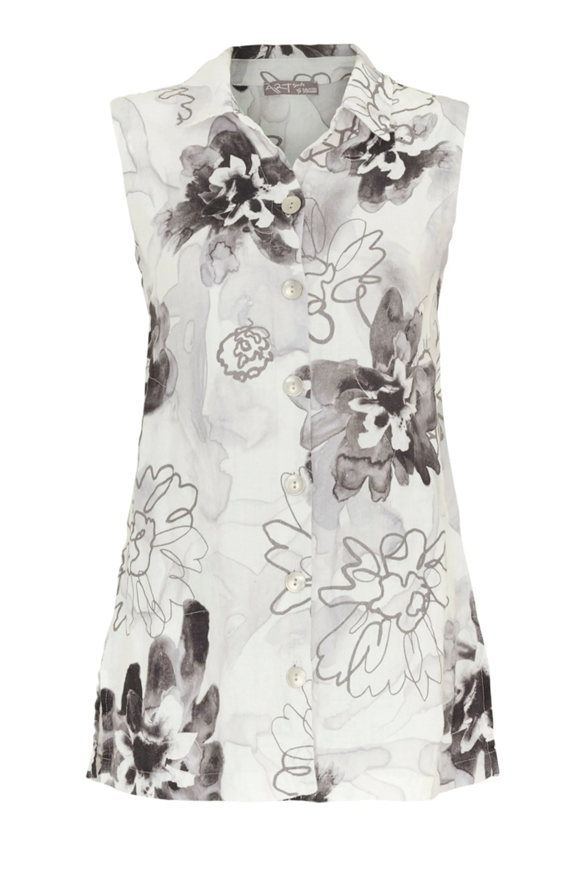 BLUE GOSSAMER GARDEN SLEEVELESS SHIRT