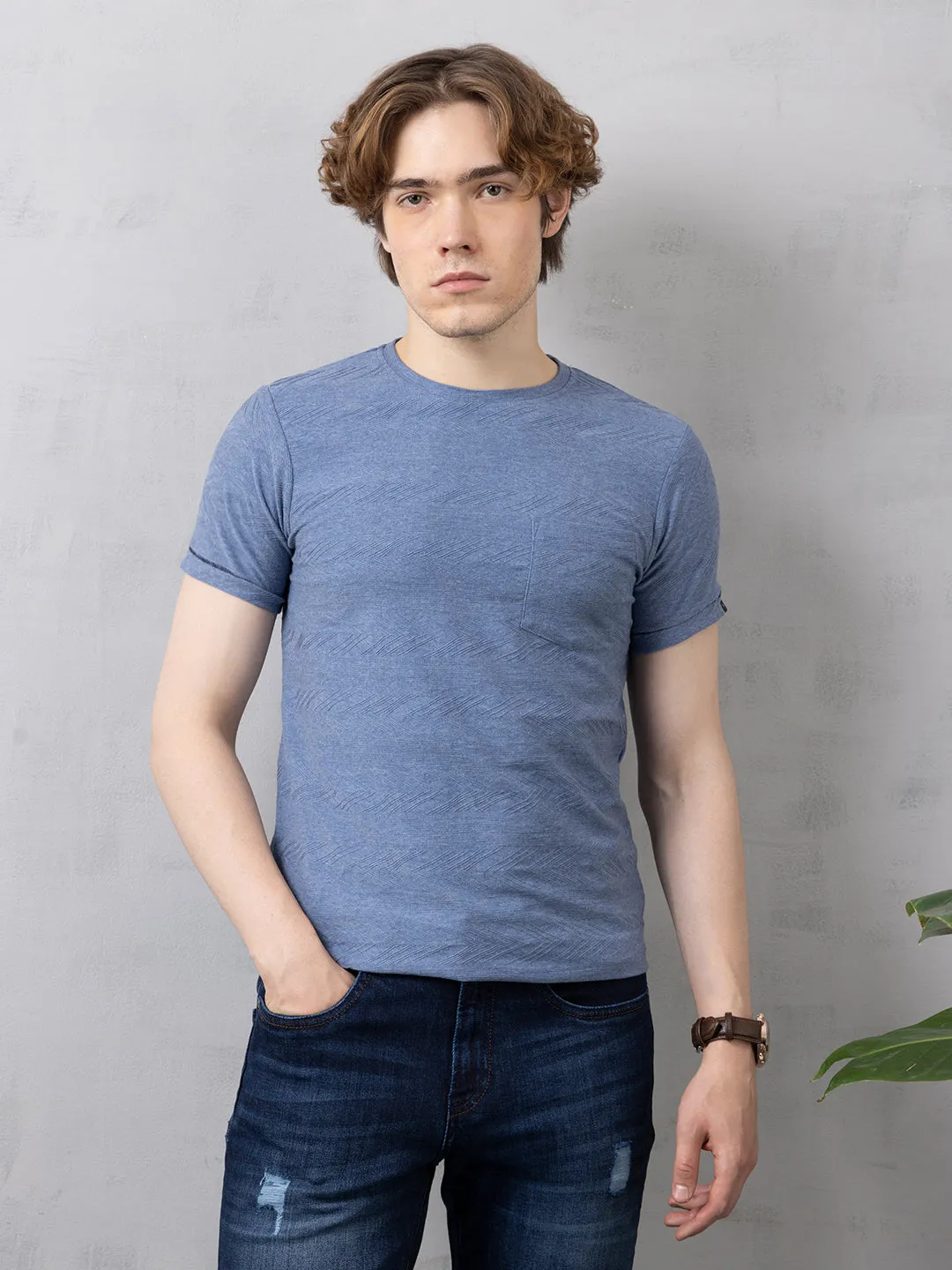 Blue Milange Abstract T-Shirt