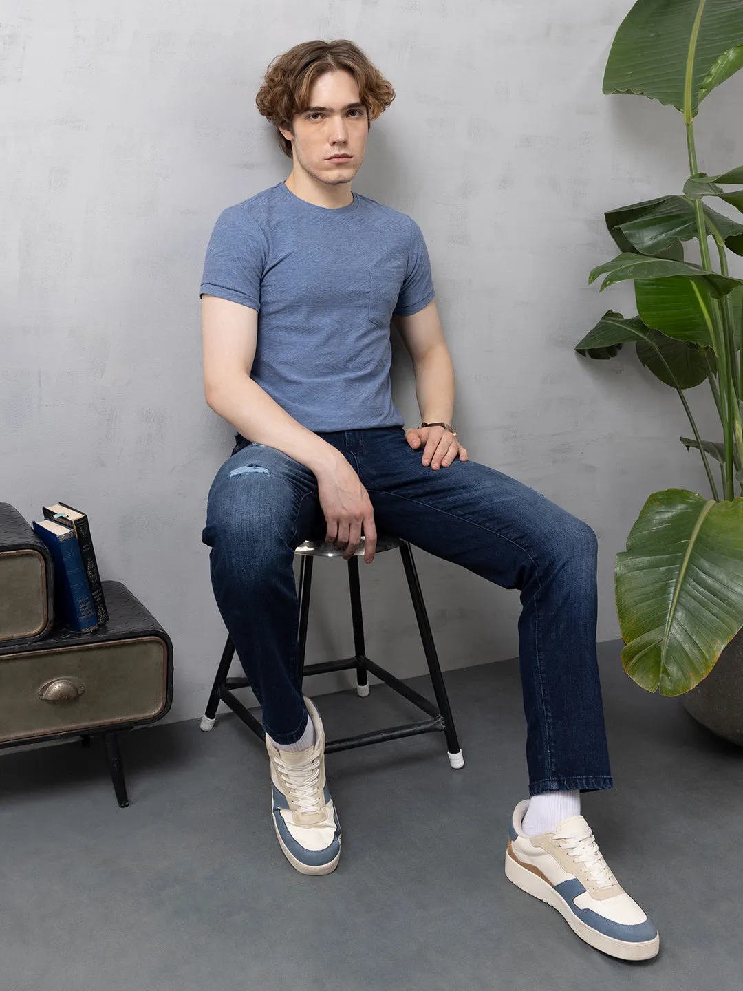 Blue Milange Abstract T-Shirt