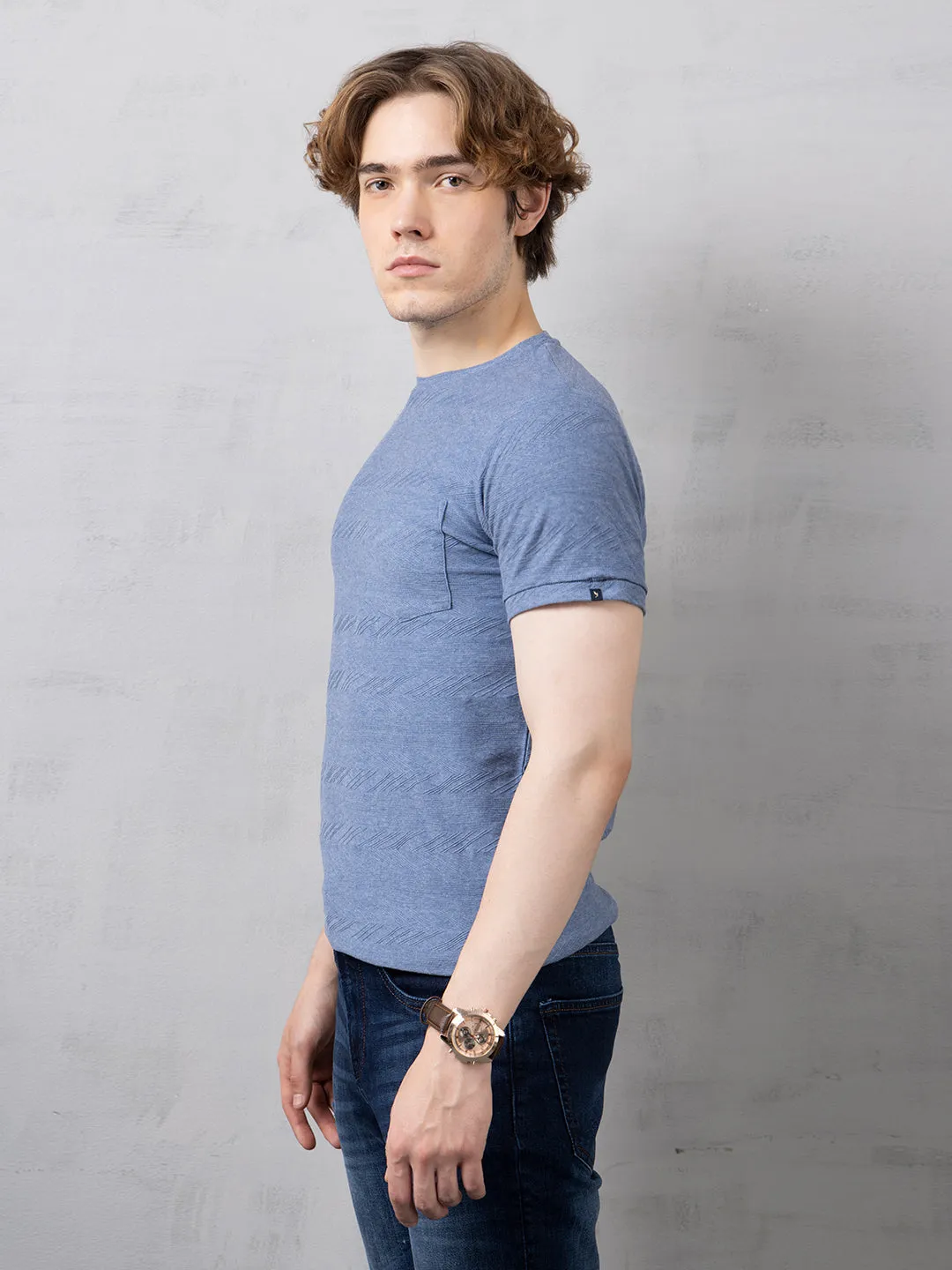 Blue Milange Abstract T-Shirt