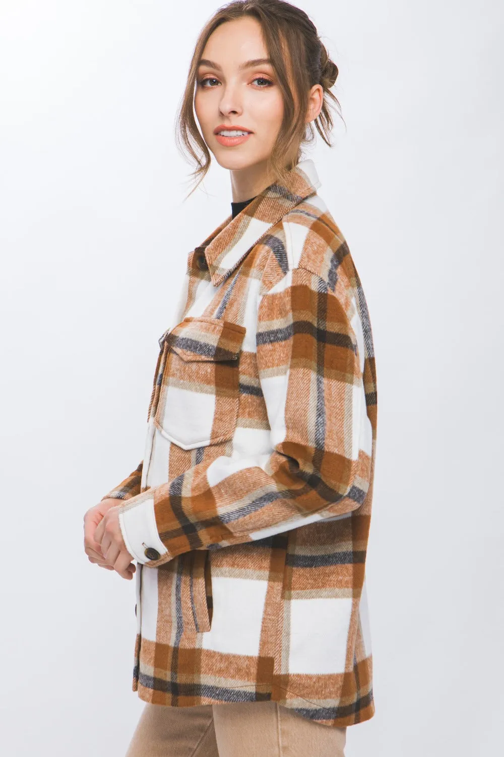 Blue Zone Planet |  Love Tree Plaid Button Up Shacket