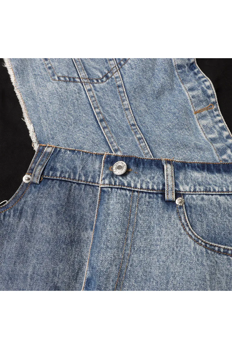 BM0348 Mesh Denim Mini Dress