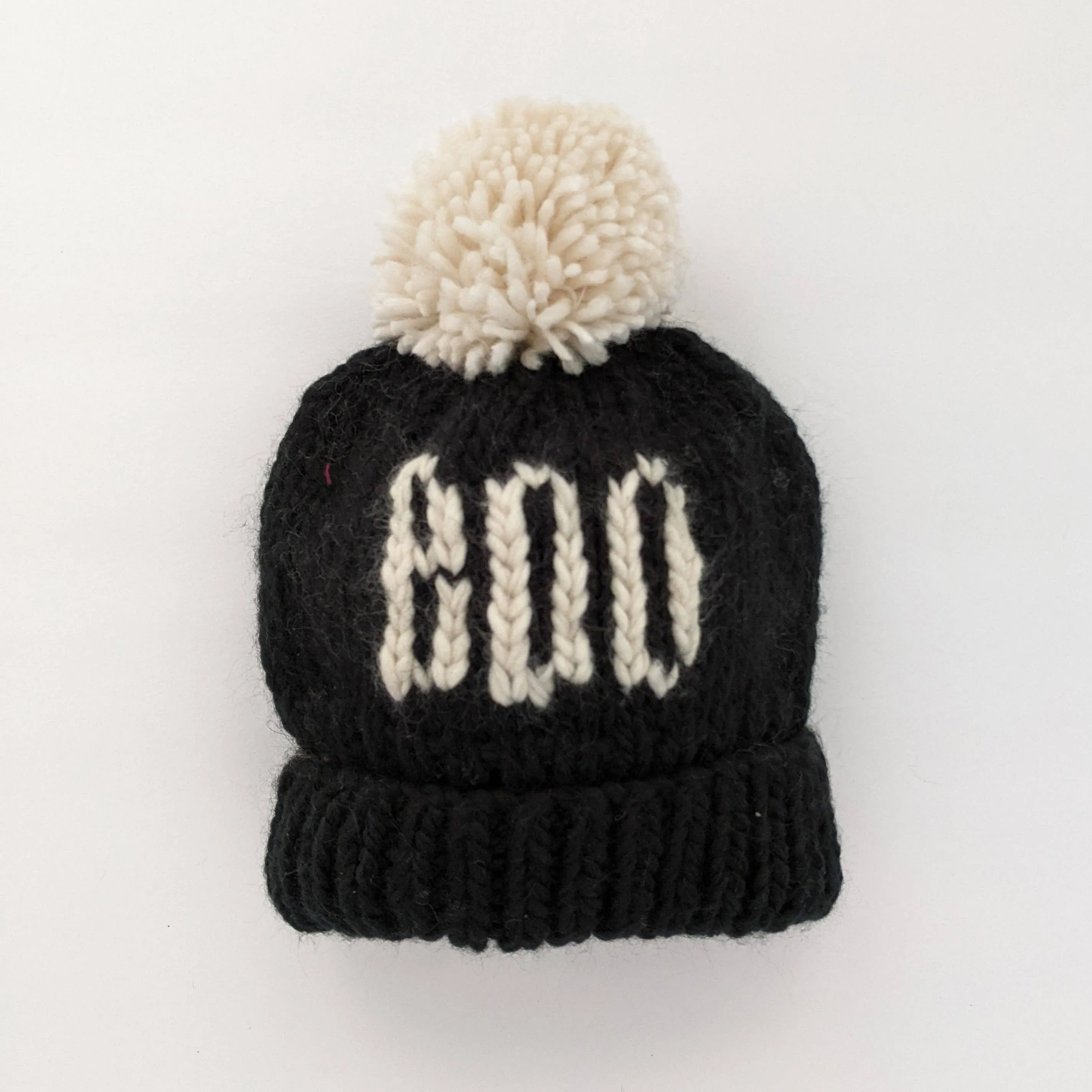 BOO Black Hand Knit Halloween Beanie Hat Ships 7/25-8/31