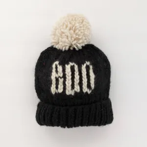 BOO Black Hand Knit Halloween Beanie Hat Ships 7/25-8/31