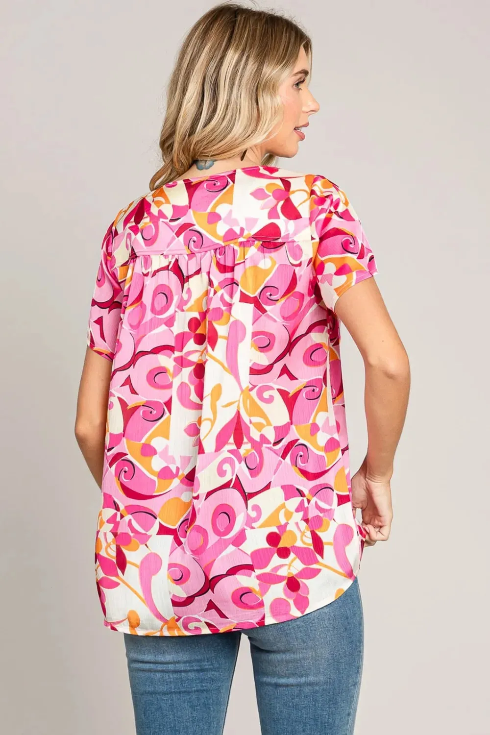 by Nu Label Abstract Print Short Sleeve Top