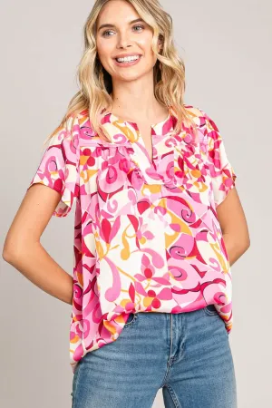 by Nu Label Abstract Print Short Sleeve Top