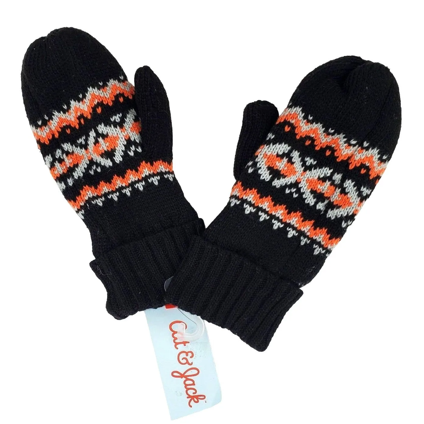 CAT & JACK Girls knit Mittens Double-layer Winter gloves Fair Isle