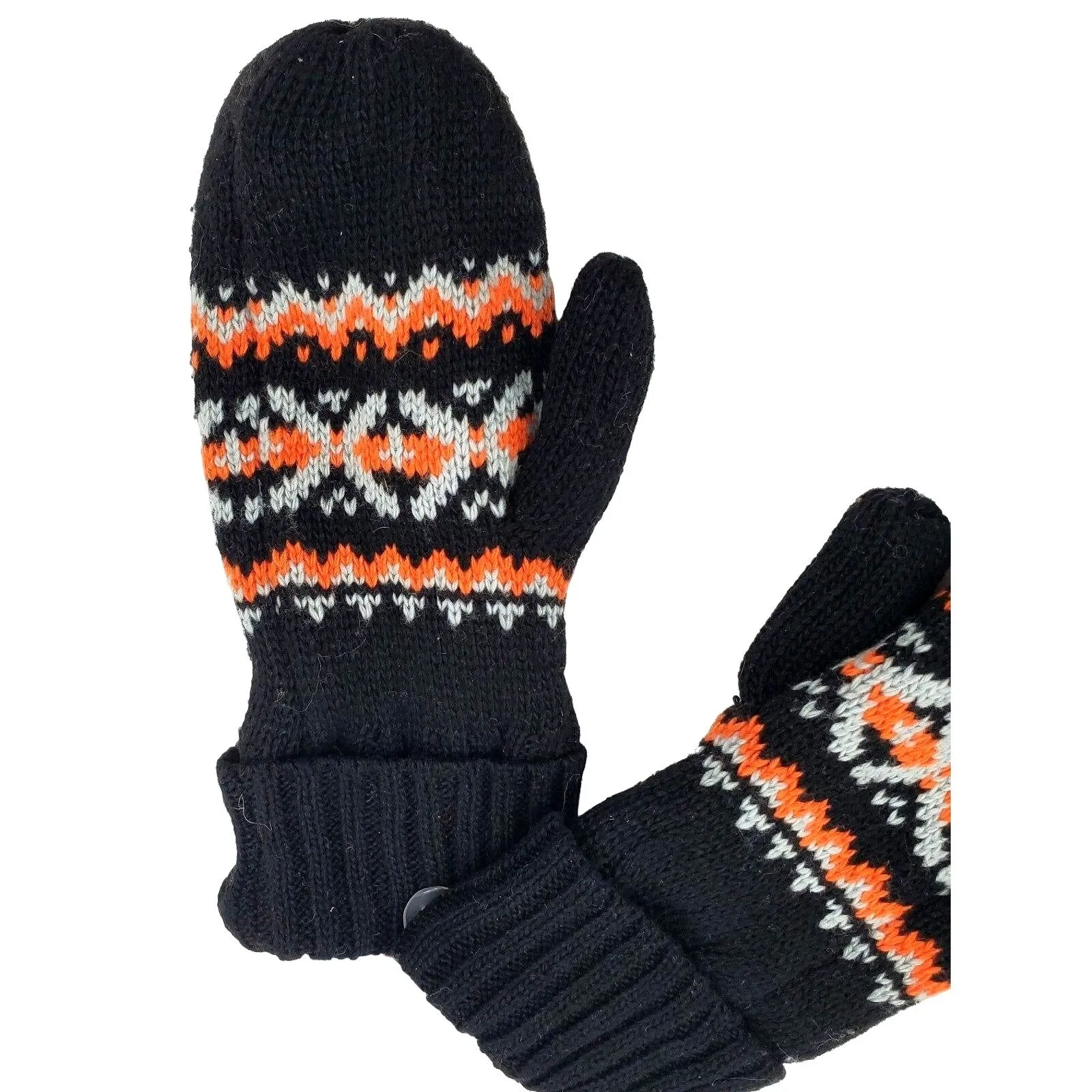 CAT & JACK Girls knit Mittens Double-layer Winter gloves Fair Isle