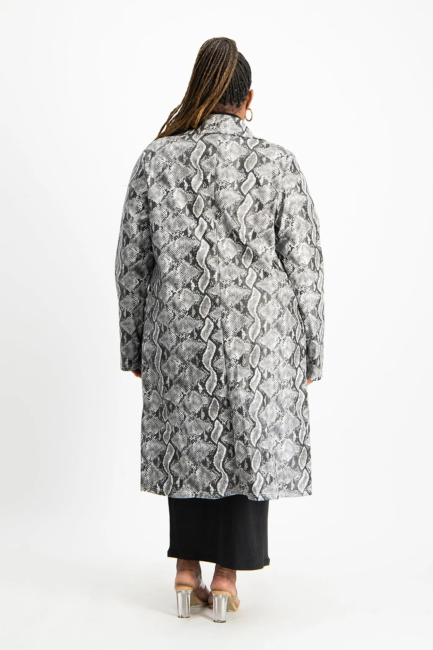 Cece Faux Leather Trench Coat - Snake Print