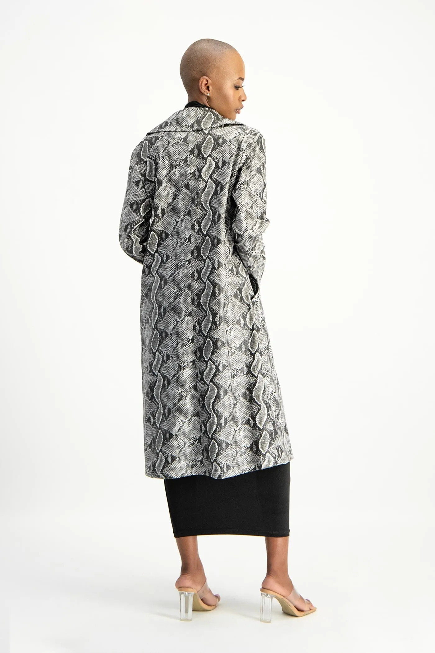Cece Faux Leather Trench Coat - Snake Print
