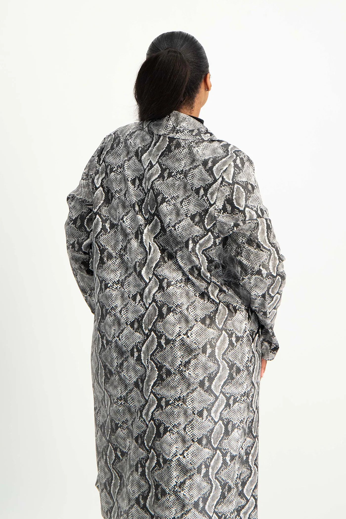 Cece Faux Leather Trench Coat - Snake Print