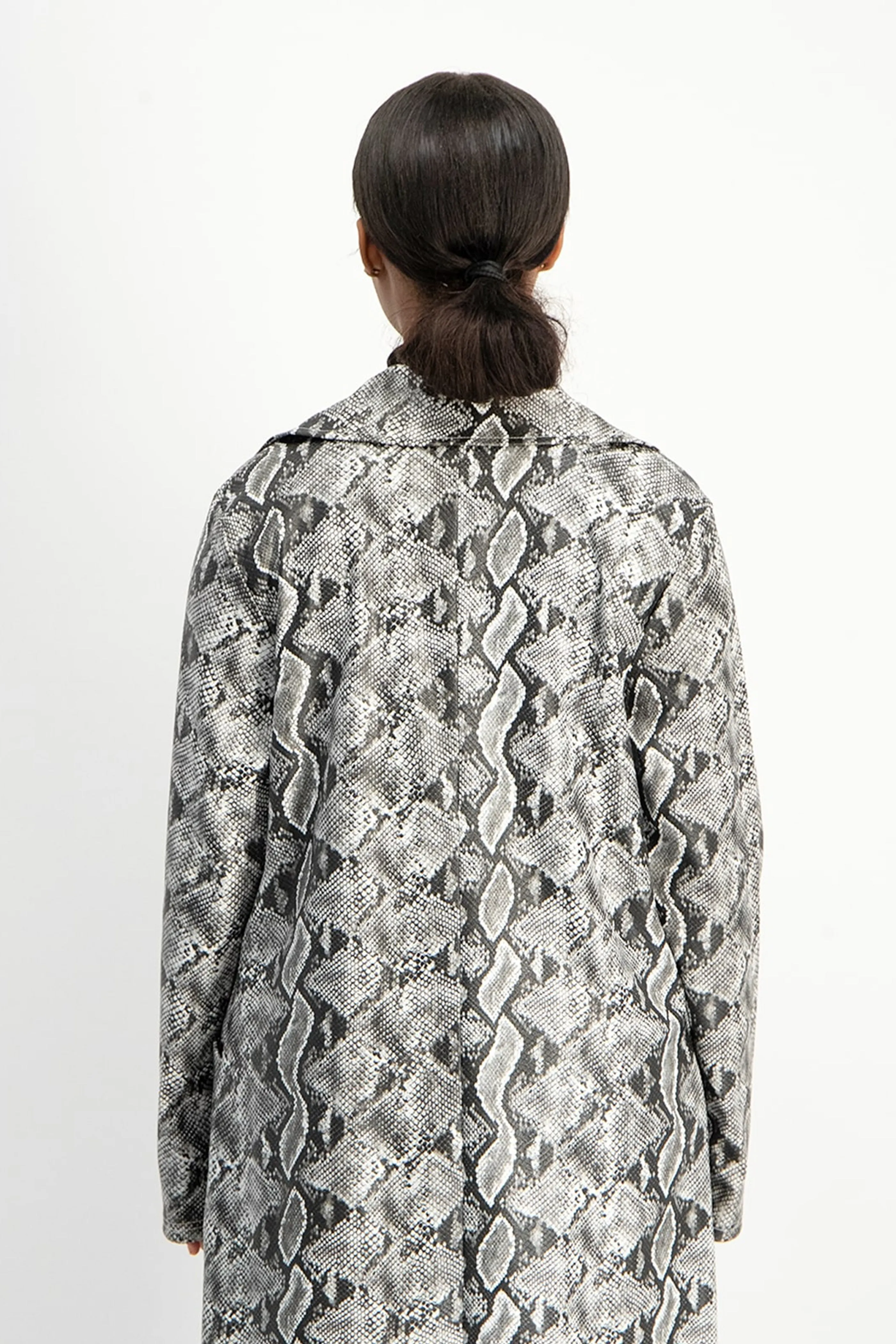 Cece Faux Leather Trench Coat - Snake Print