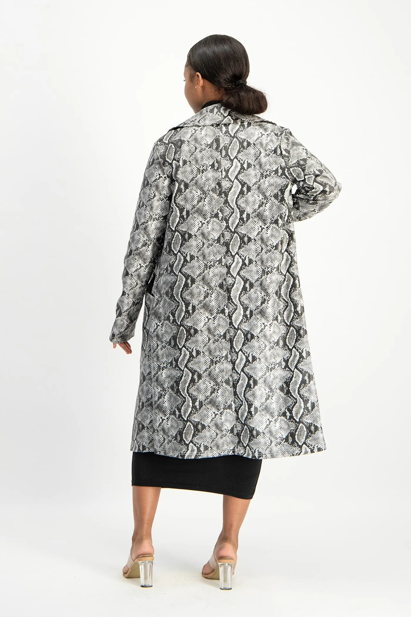 Cece Faux Leather Trench Coat - Snake Print