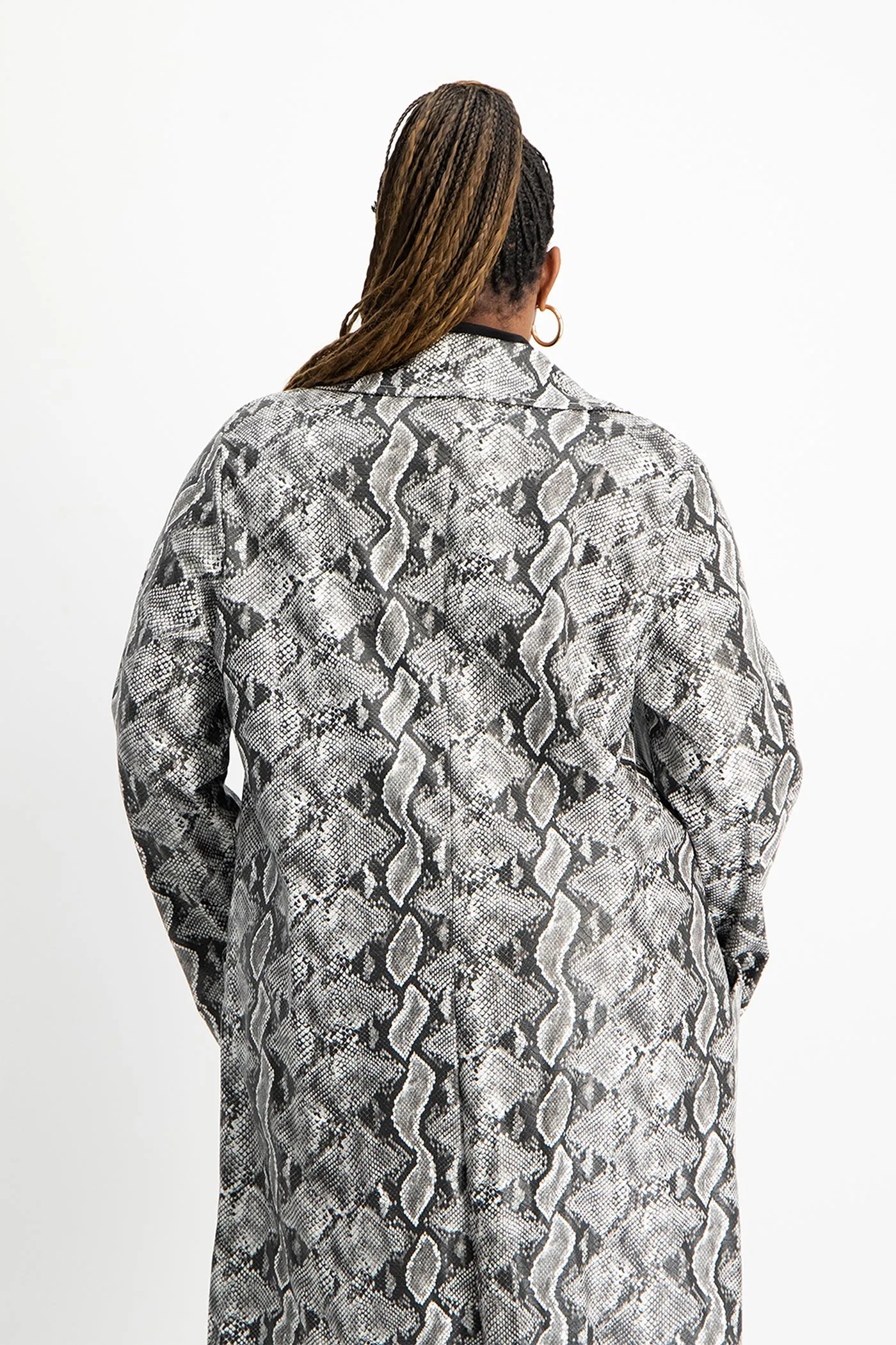 Cece Faux Leather Trench Coat - Snake Print