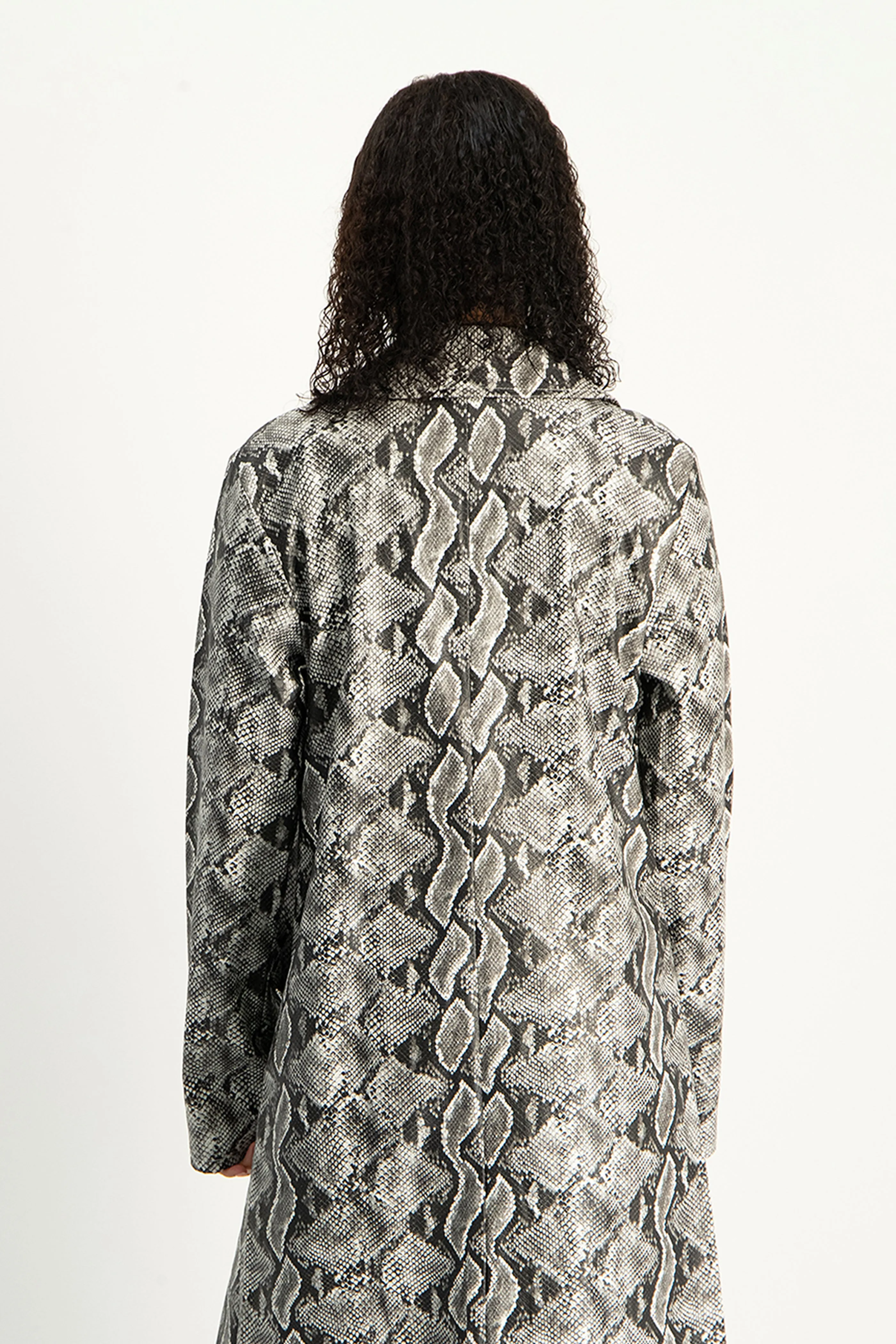 Cece Faux Leather Trench Coat - Snake Print