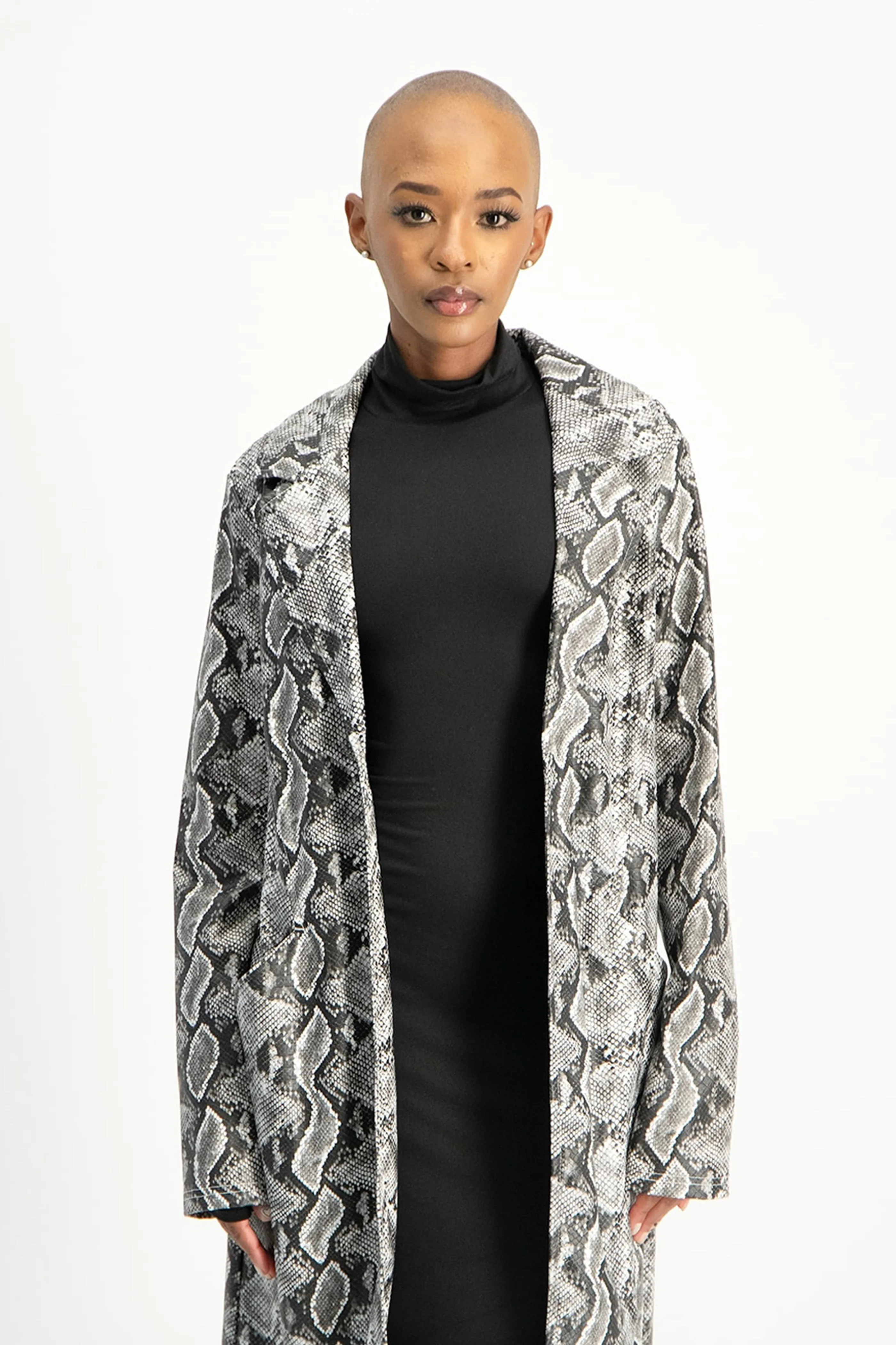 Cece Faux Leather Trench Coat - Snake Print